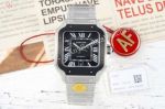  Cartier Santos 9015 Automatic Movement White Steel Strap Black 39.8*47.5mm Watch